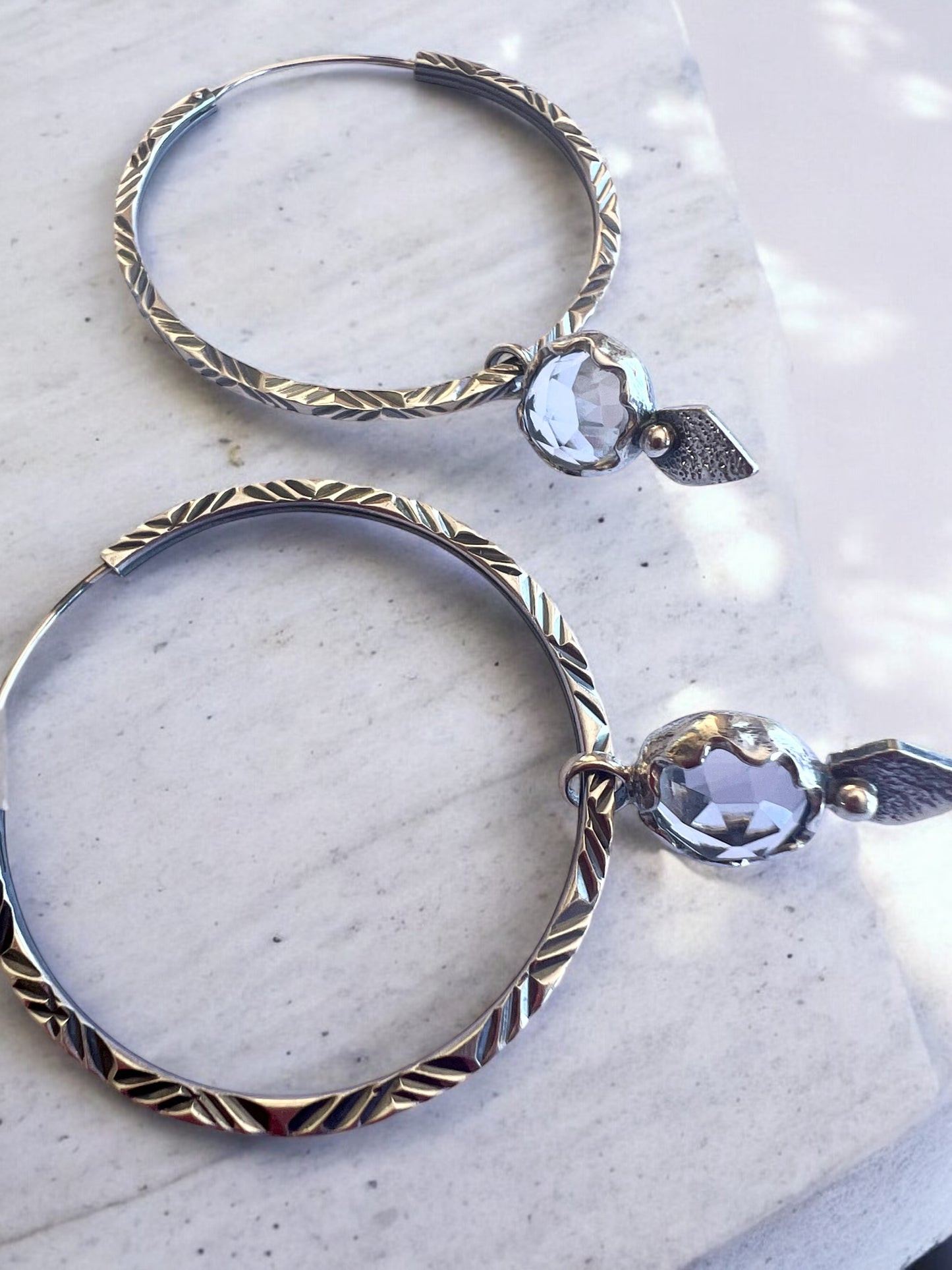 Aros Niulars zigzag diamante - Cuarzo cristal