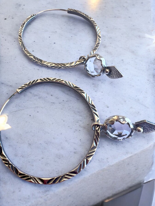 Aros Niulars zigzag diamante - Cuarzo cristal