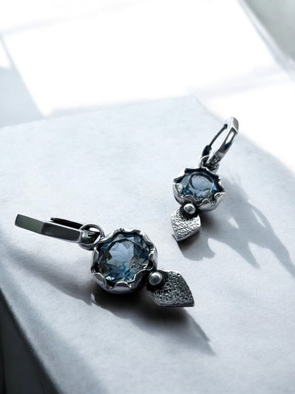 NEW! Aros Niulars zigzag diamante (Topacio sky)