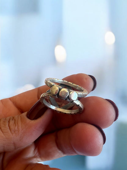 Anillo Dúo Plain rombo - Cuarzo cristal - Talla 14