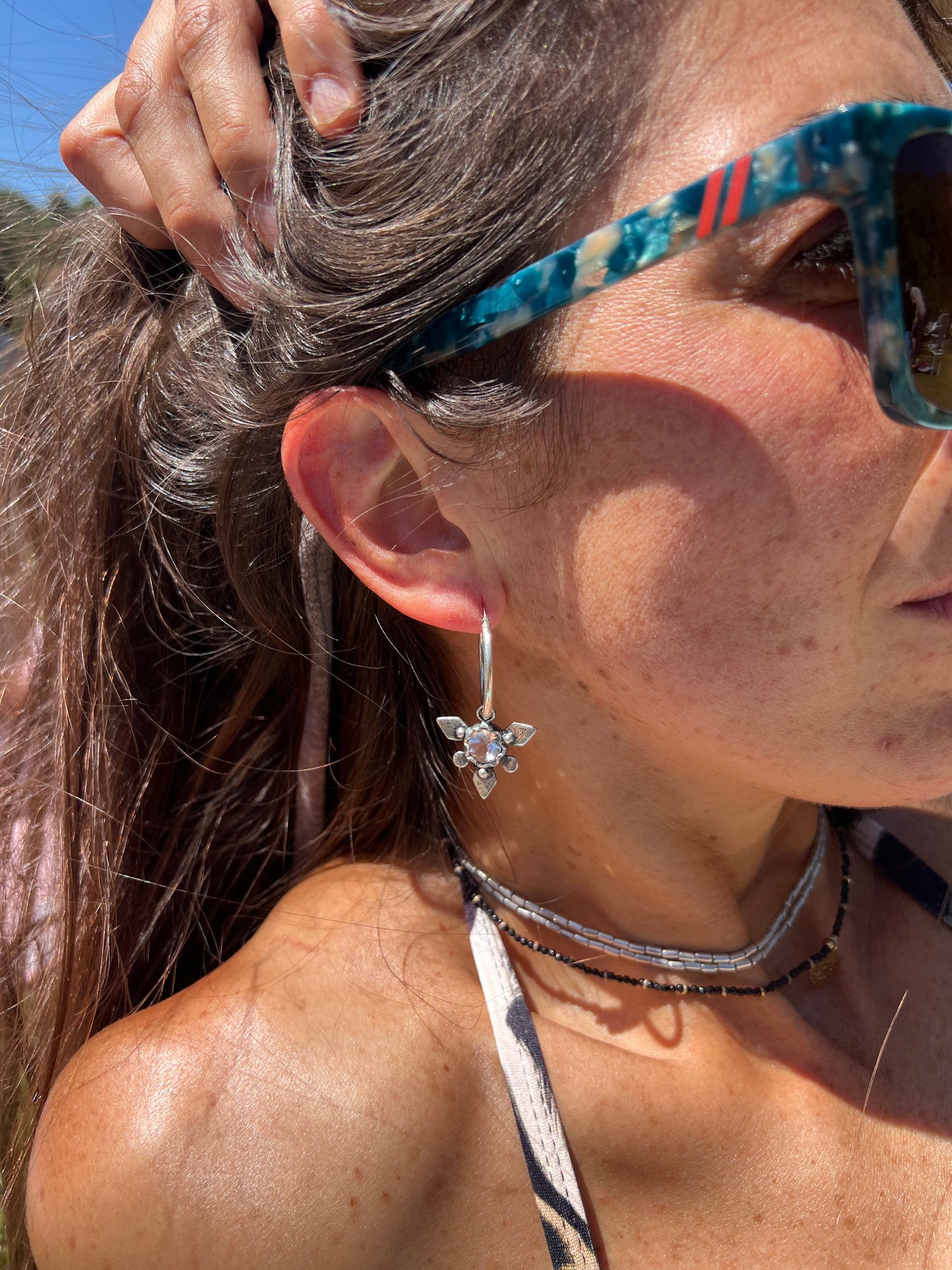 Aros zigzag Scyther - Cuarzo cristal