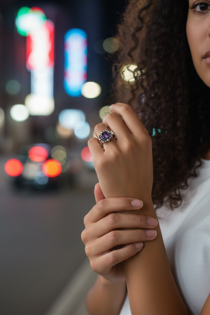 NEW! Anillo Flo - Talla 14 , Amatista